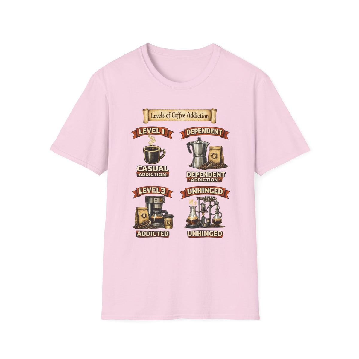 Levels of Coffee Addiction T-Shirt