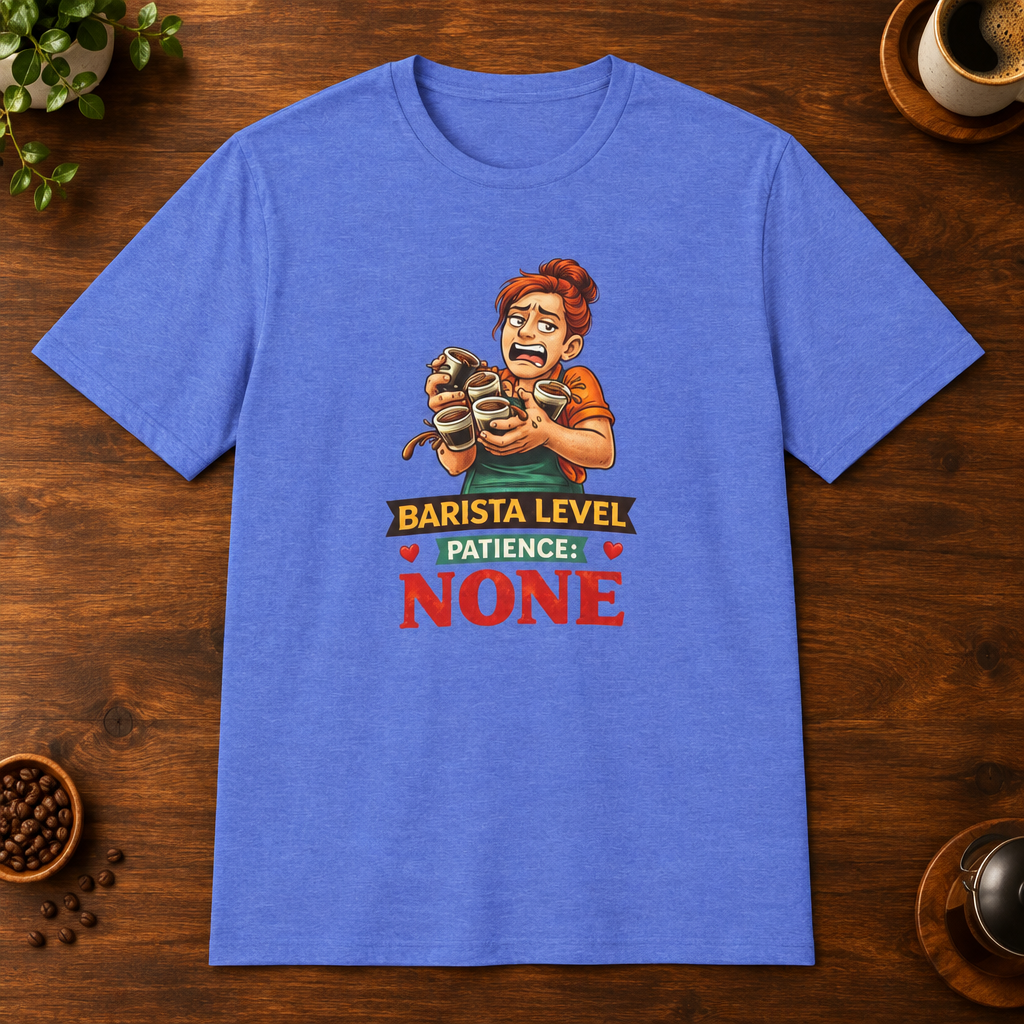 Barista Level T-Shirt Heather Royal mockup