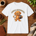 Caffeine is a Life Requirement T-Shirt in Light Pink, lifestyle mockup