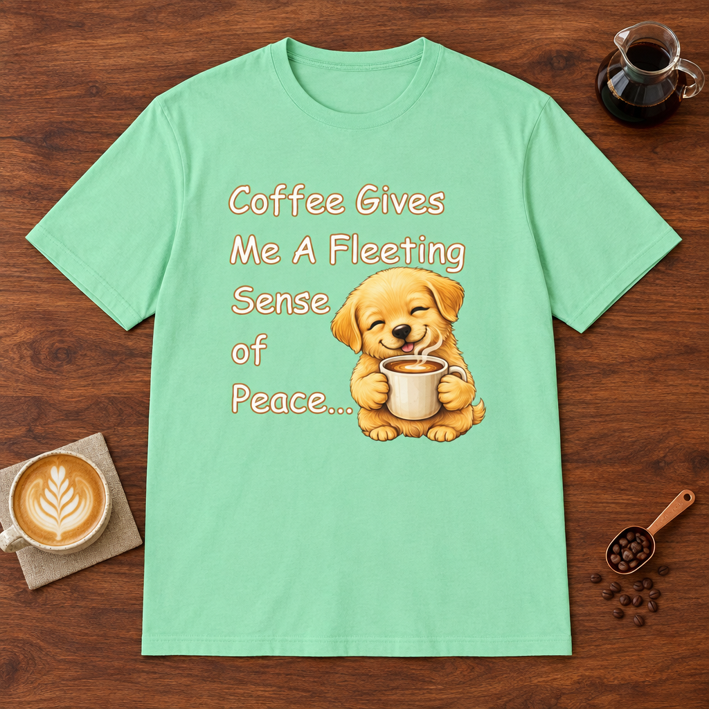 Sense of Peace T-Shirt Mint Green coffee bar mockup