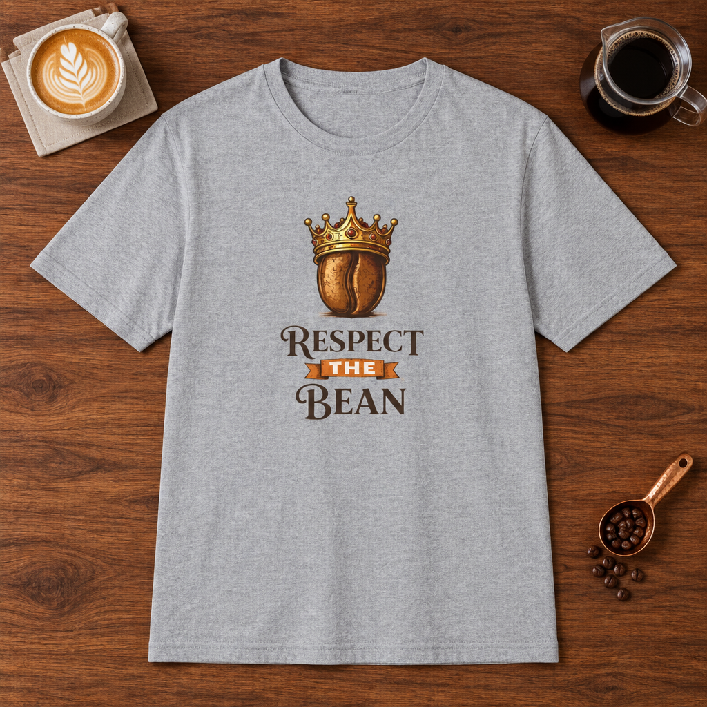 Respect the Bean T-Shirt Sport Grey coffee bar mockup