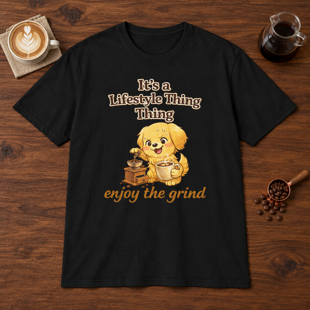 It's a Lifestyle Thing T-Shirt Black coffee bar mockup