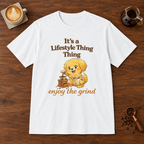 It's a Lifestyle Thing T-Shirt White coffee bar mockup