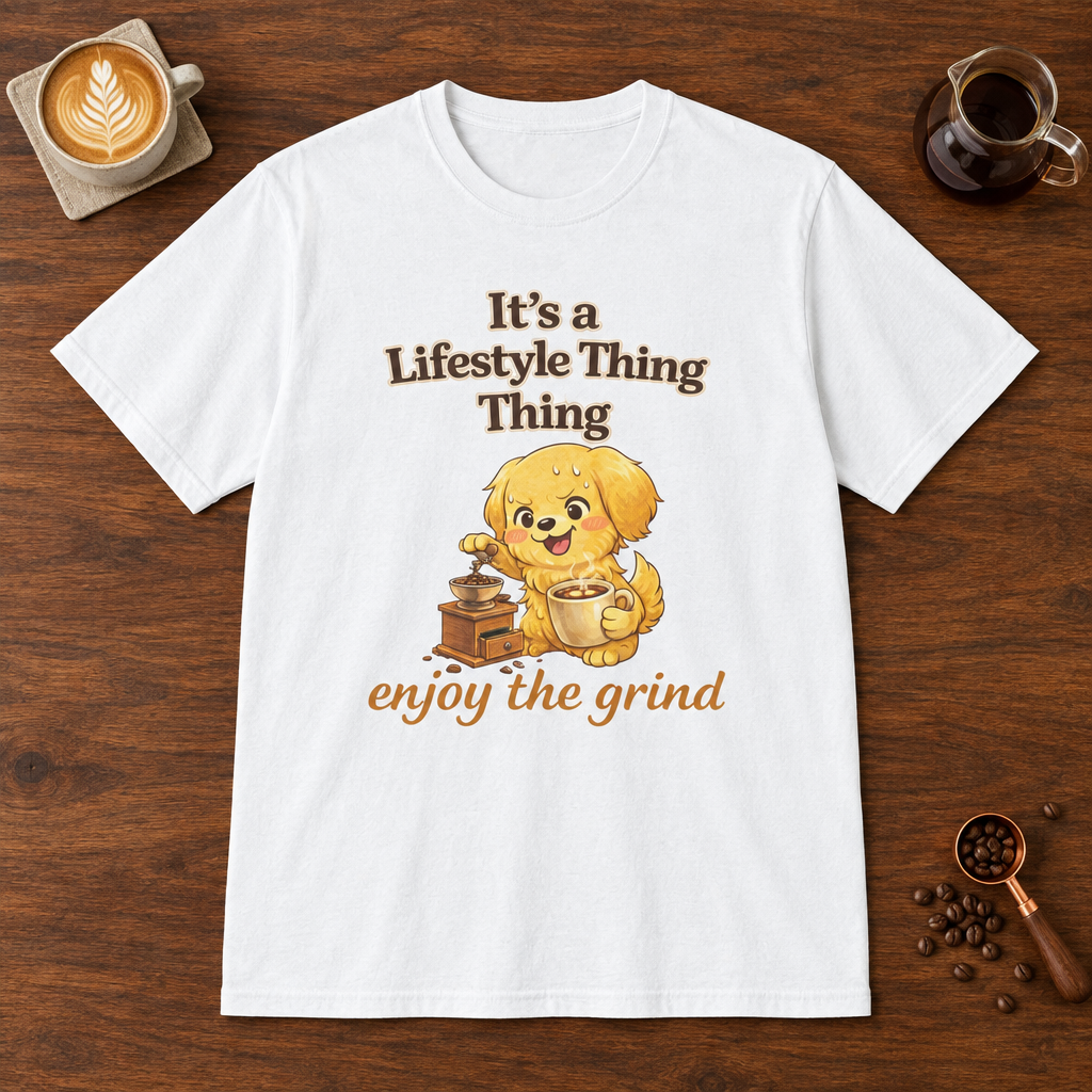 It's a Lifestyle Thing T-Shirt White coffee bar mockup