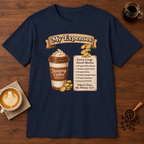 Yummy Coffee T-Shirt Navy coffee bar mockup