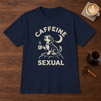 Caffeine Sexual T-Shirt Navy coffee bar mockup