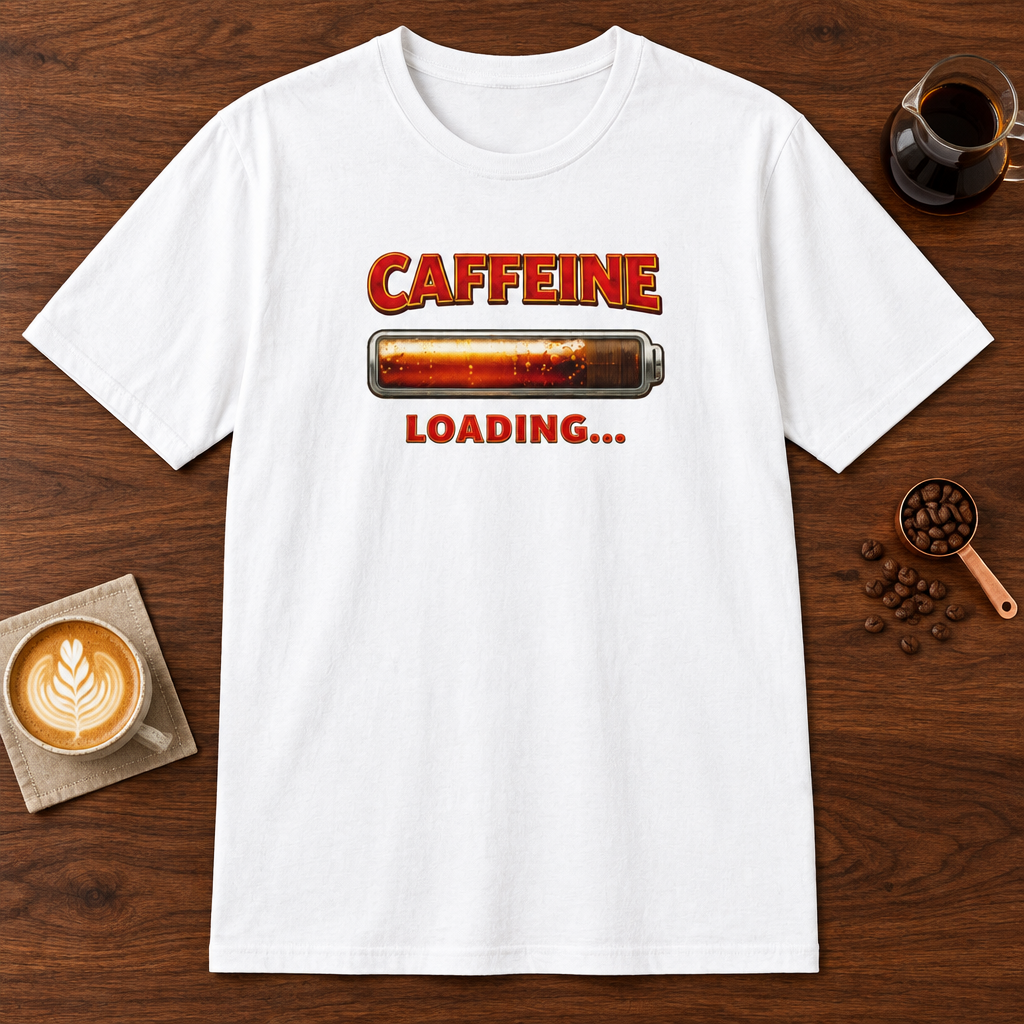 Caffeine Loading T-Shirt White coffee bar mockup