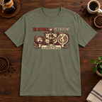 Republic of Caffeine T-Shirt Heather Military Green short-sleeve coffee-bar flat lay