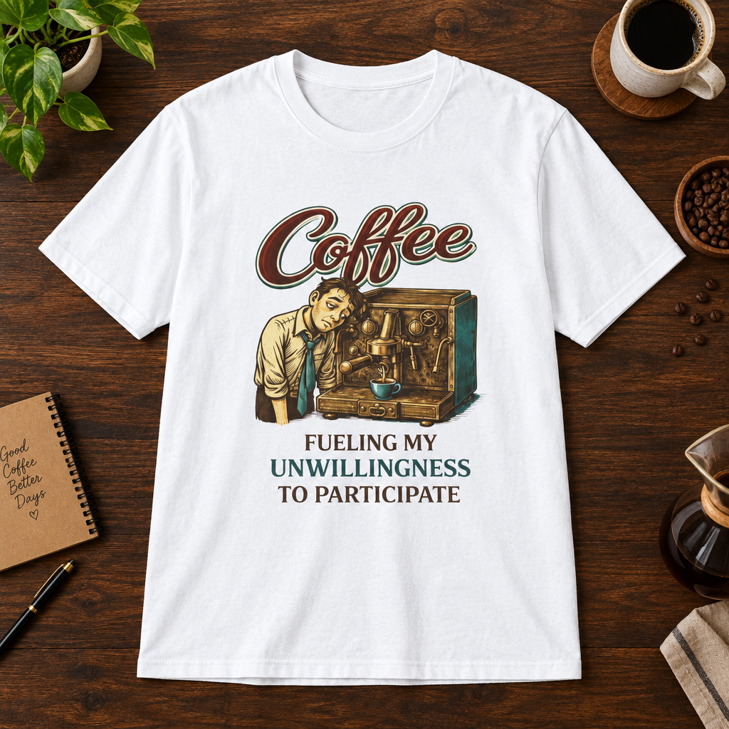 Fueling My Unwillingness T-Shirt White short-sleeve coffee-bar flat lay