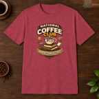 National Coffee Club T-Shirt Heather Cardinal close-fill short-sleeve coffee-bar flat lay