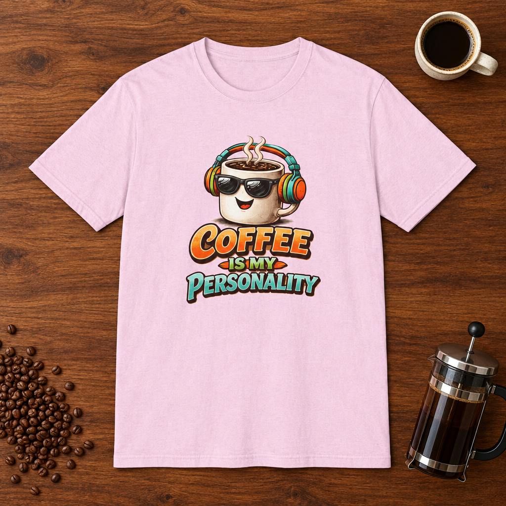 Coffee is My Personality 2 T-Shirt Light Pink coffee-bar flat lay