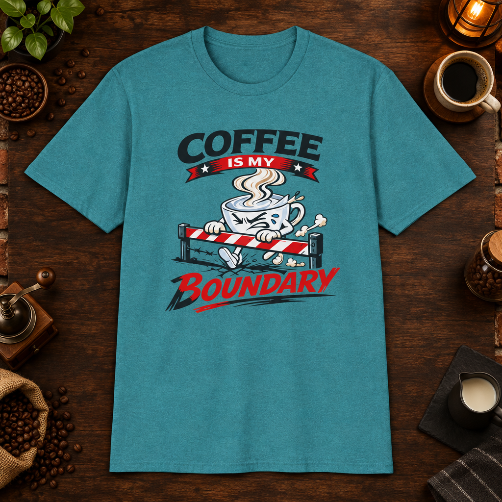 Coffee is My Boundary T-Shirt in Sport Grey, zoomed lifestyle mockup