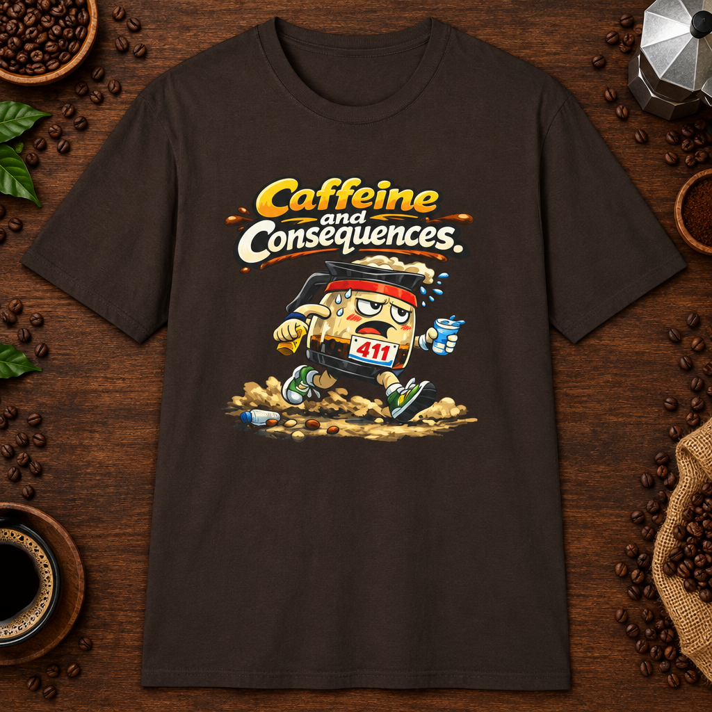 Caffeine and Consequences 2 T-Shirt in Sport Grey, zoomed lifestyle mockup