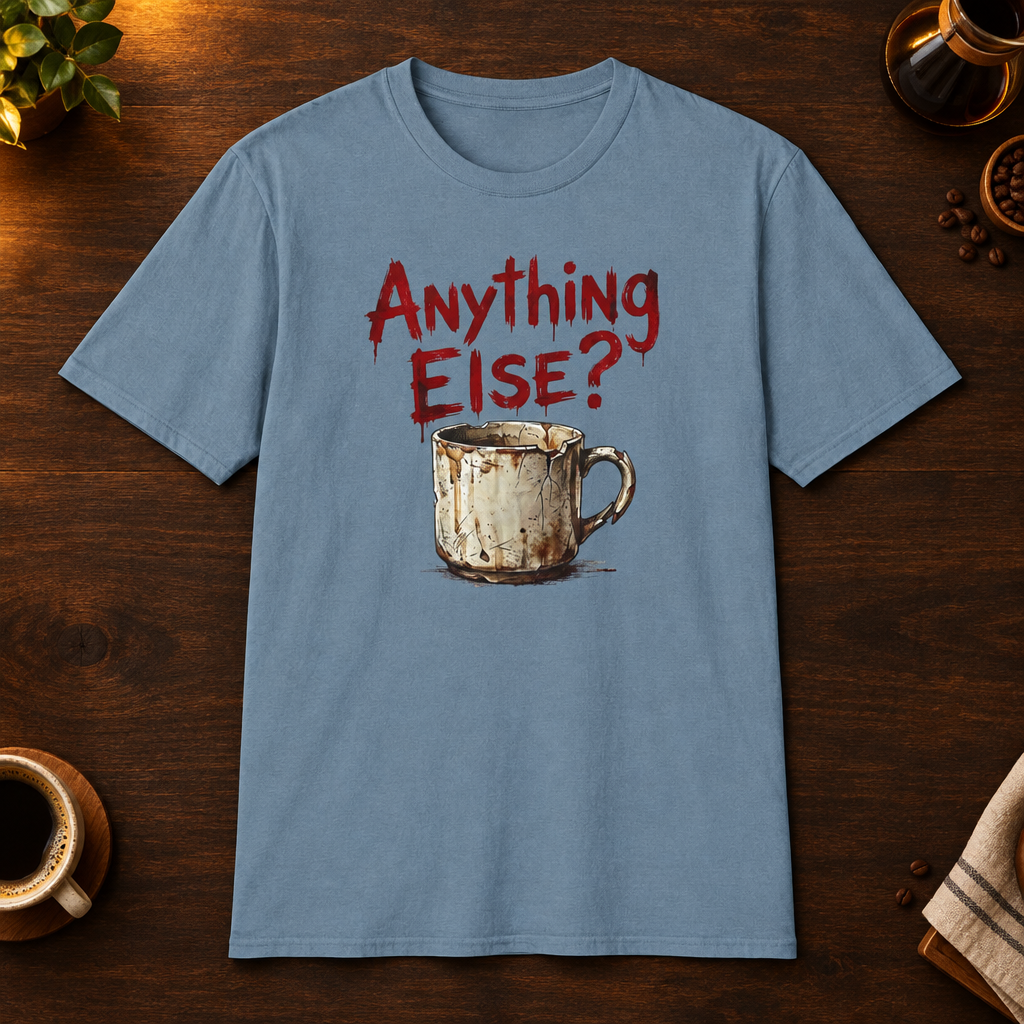 Anything Else? Stone Blue coffee-bar flat-lay mockup