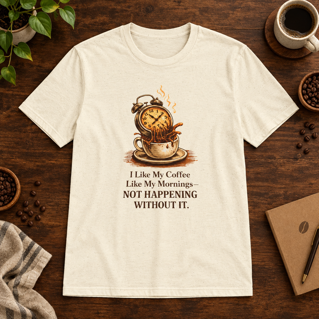 I Like My Coffee T-Shirt Natural short-sleeve coffee-bar flat lay