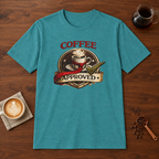 Coffee Approved T-Shirt Heather Galapagos Blue coffee bar mockup