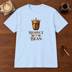 Respect the Bean T-Shirt Light Blue coffee bar mockup