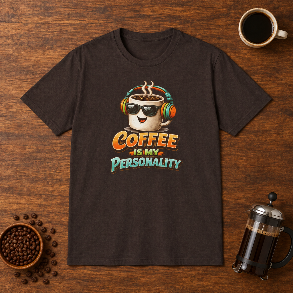 Coffee is My Personality 2 T-Shirt Dark Chocolate coffee-bar flat lay
