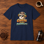 Coffee is My Personality 2 T-Shirt Navy coffee-bar flat lay