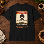 Warning T-Shirt Black short-sleeve coffee-bar flat lay