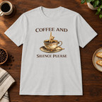 Coffee and Silence Please T-Shirt Ice Grey coffee-bar flat lay