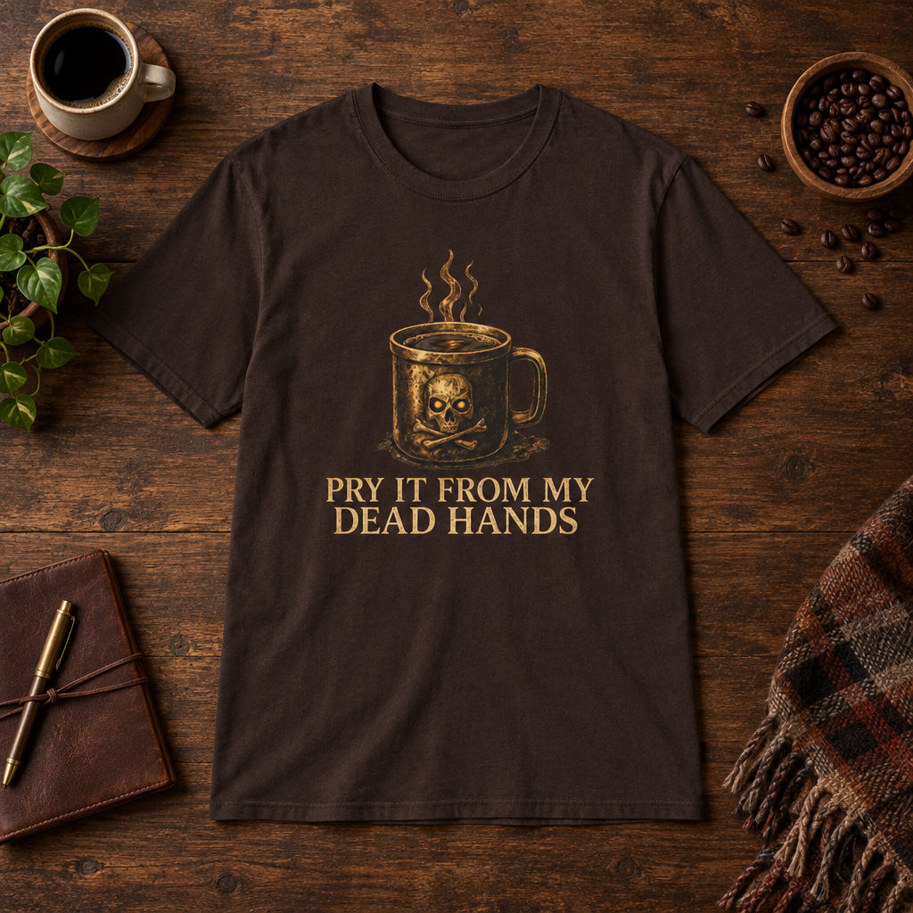 Pry It From My Dead Hands T-Shirt Dark Chocolate coffee-bar flat lay