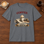 Coffee Keeps HR Calm T-Shirt Graphite Heather coffee bar mockup