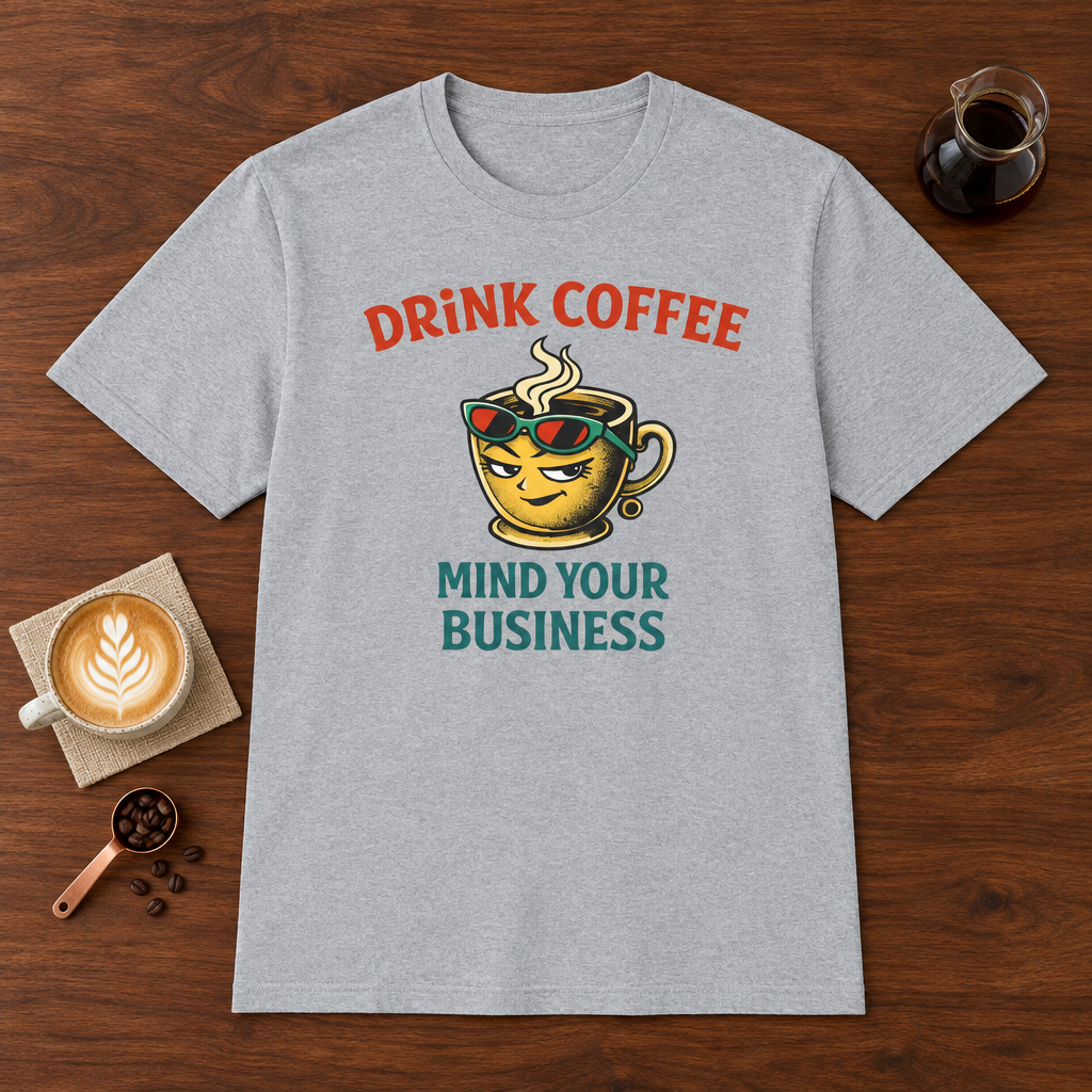 Drink Coffee Mind Your Business T-Shirt Sport Grey coffee bar mockup