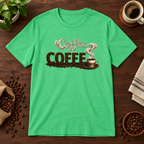 Coffee T-Shirt Heather Irish Green coffee-bar flat lay