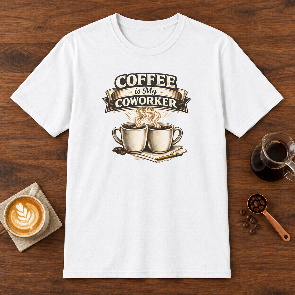 Coffee is My Co-worker T-Shirt White coffee bar mockup