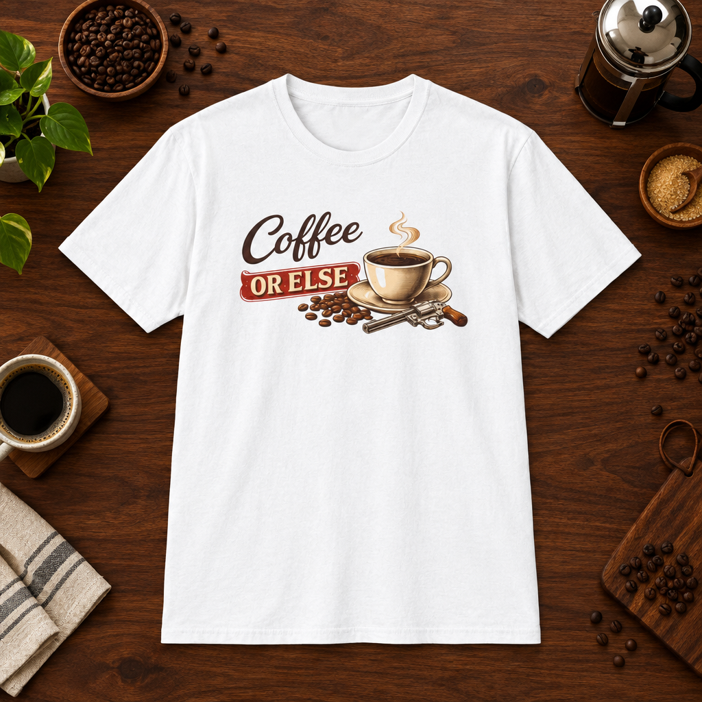 Coffee or Else T-Shirt White short-sleeve coffee-bar flat lay