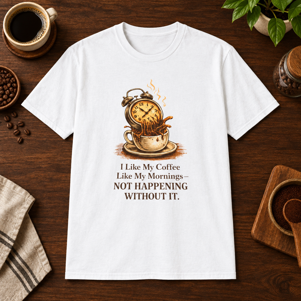 I Like My Coffee T-Shirt White short-sleeve coffee-bar flat lay