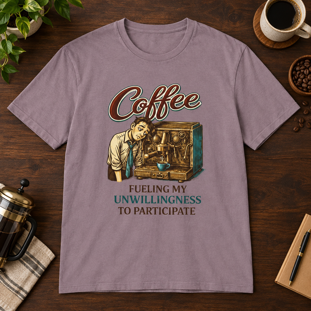 Fueling My Unwillingness T-Shirt Paragon short-sleeve coffee-bar flat lay