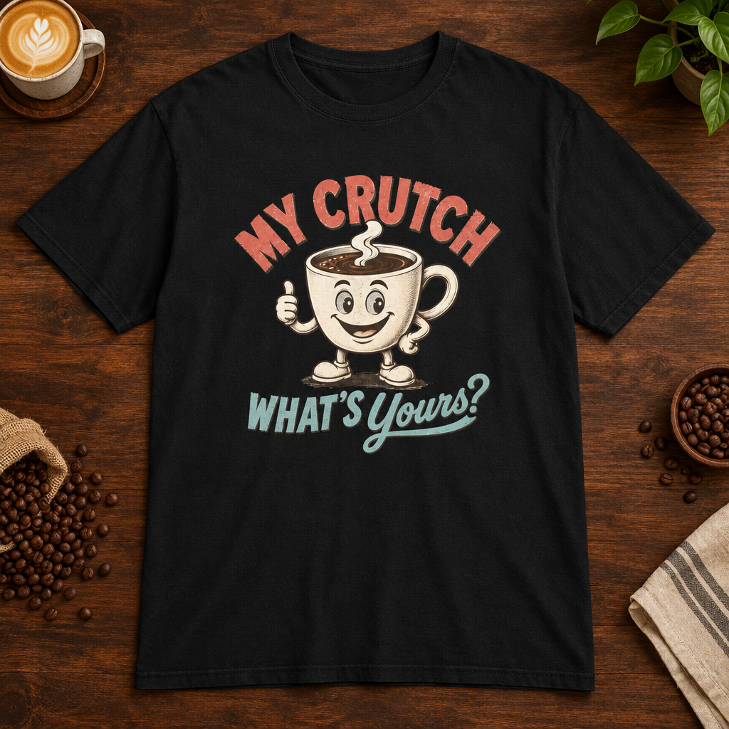 My Crutch T-Shirt Black on warm coffee bar