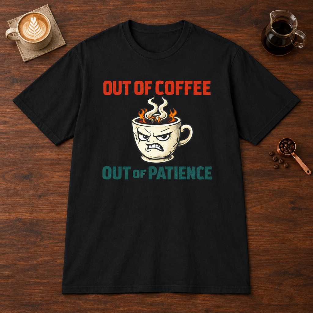 Out of Coffee T-Shirt Black coffee bar mockup
