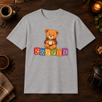 Teddy Bear T-Shirt in Sport Grey, coffee bar flat lay mockup