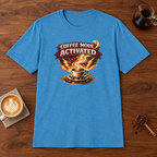 Coffee Mode Activated T-Shirt Heather Sapphire coffee bar mockup