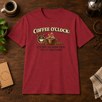 Coffee O'Clock T-Shirt Antique Cherry Red short-sleeve coffee-bar flat lay