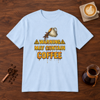 Warning May Contain Coffee T-Shirt Light Blue coffee bar mockup