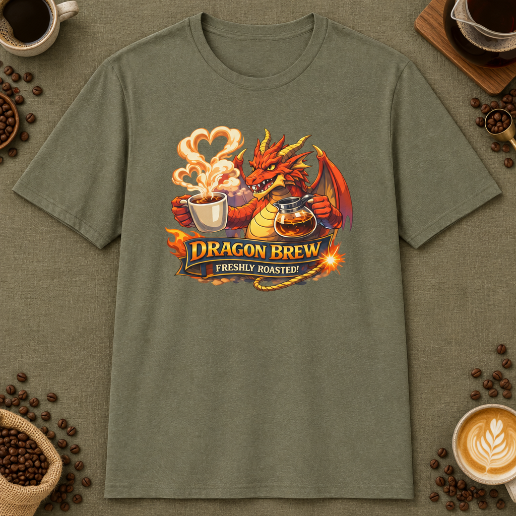 Dragon Brew T-Shirt in White, zoomed lifestyle mockup