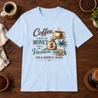 Simple Man T-Shirt Light Blue short-sleeve coffee-bar flat lay