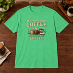 Best Day Ever T-Shirt Heather Irish Green close-fill short-sleeve coffee-bar flat lay