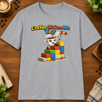 Coffee Makes Me Try 2 T-Shirt in Heather Maroon, zoomed lifestyle mockup