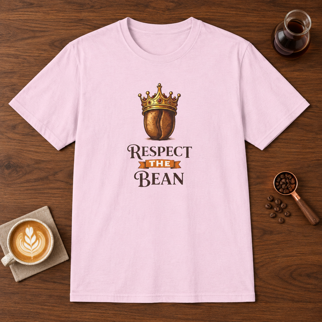 Respect the Bean T-Shirt Light Pink coffee bar mockup