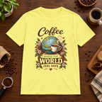 Coffee Safety T-Shirt Cornsilk short-sleeve coffee-bar flat lay