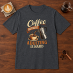Adulting is Hard T-Shirt Dark Heather coffee bar mockup