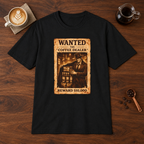 Wanted T-Shirt Black coffee bar mockup