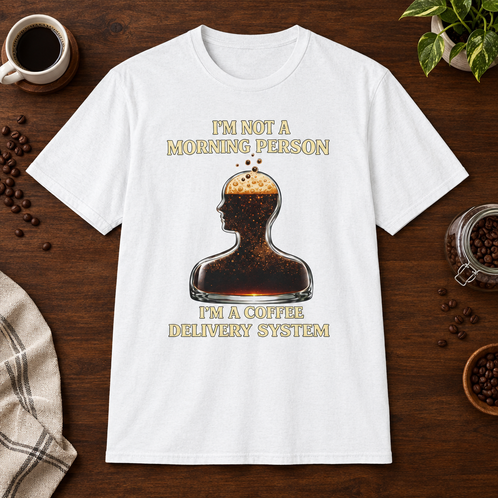 Not a Morning Person T-Shirt White short-sleeve coffee-bar flat lay