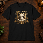 Deadline Defense System T-Shirt in Black, zoomed lifestyle mockup