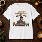 Before Morning Coffee T-Shirt in White, coffee bar flat lay mockup
